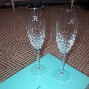 Tiffany & Co Plaid Champagne Flute glasses (pair of 2)- Box included- $70